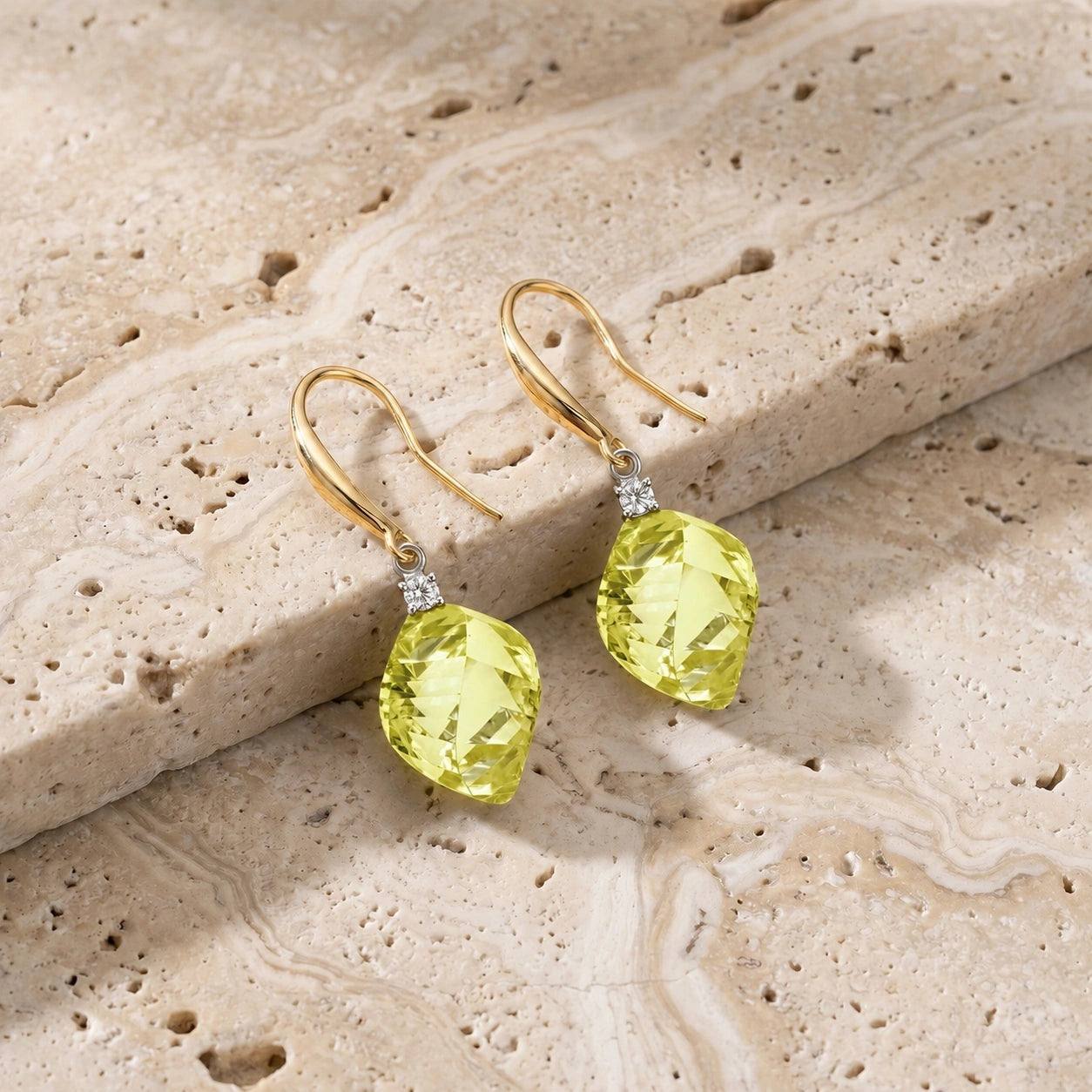 Yellow Gold Earrings Lemon Quartz 10K — Albertina