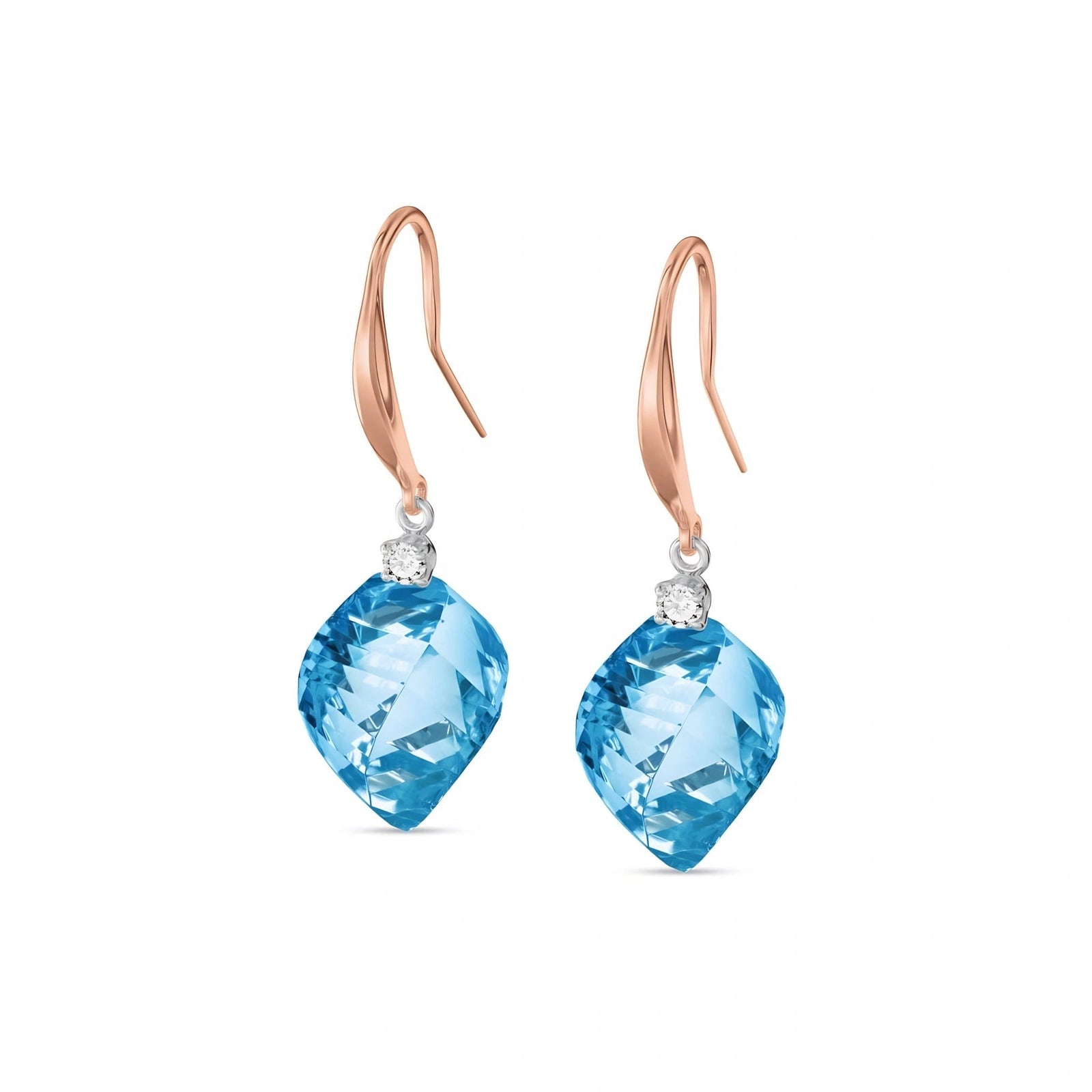 Rose Gold Earrings Blue Topaz 10K — Albertina