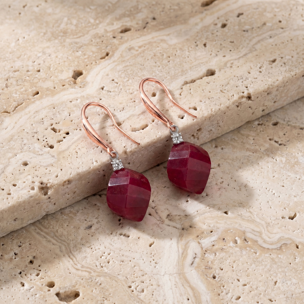 Rose Gold Earrings Blue Topaz 10K — Albertina