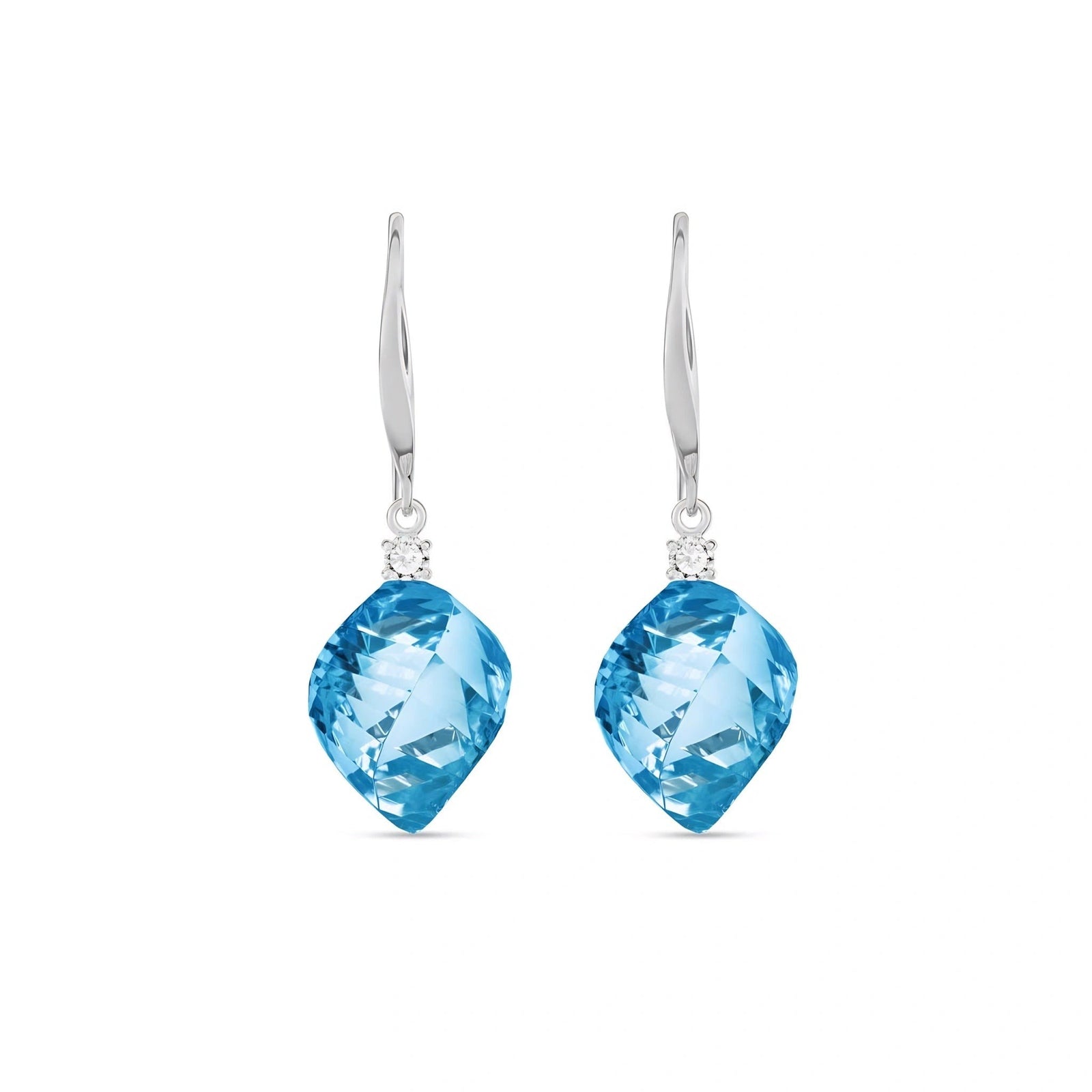 White Gold Earrings Blue Topaz 10K — Albertina