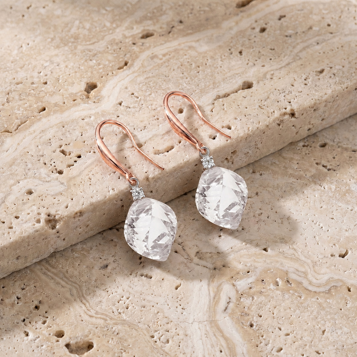 Rose Gold Earrings Emerald 10K — Albertina