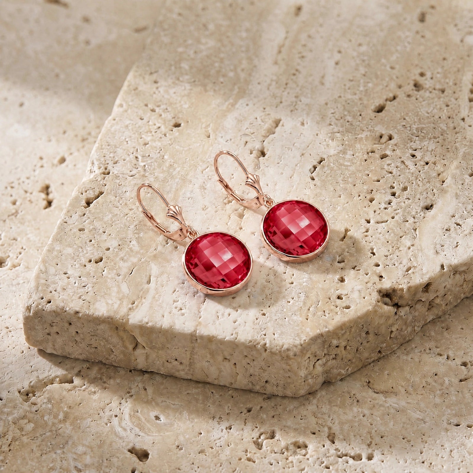 Rose Gold Earrings Ruby 10K — Elisa