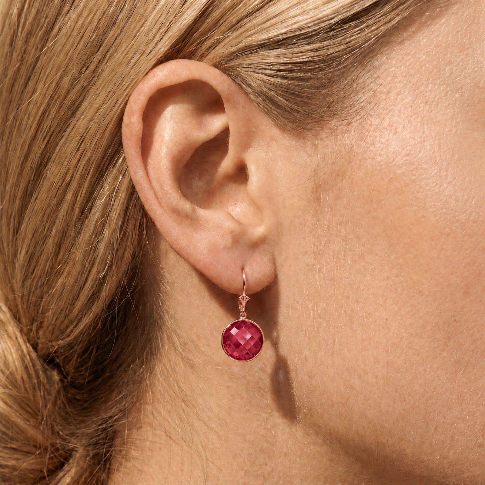 Rose Gold Earrings Ruby 10K — Elisa