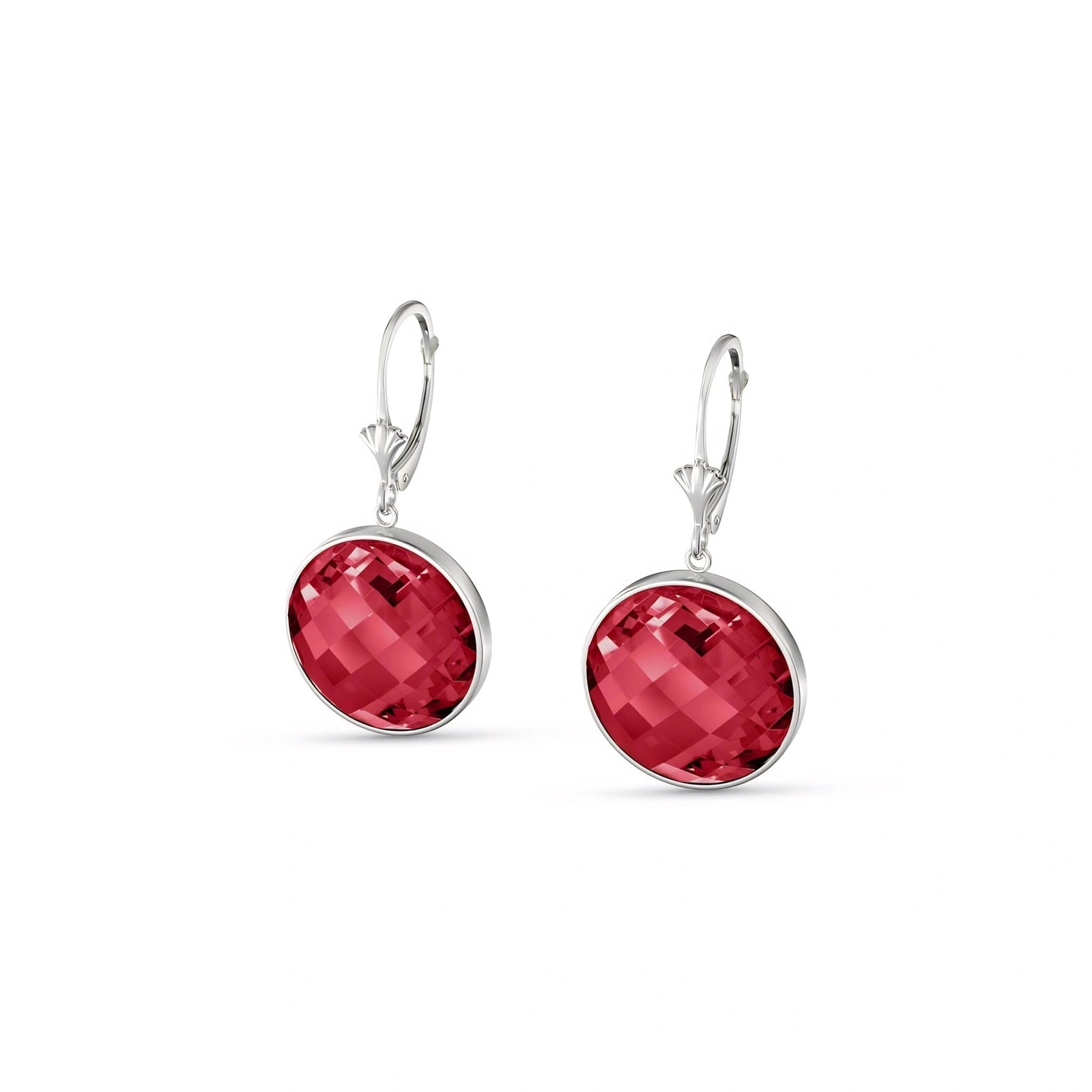 White Gold Earrings Ruby 10K — Elisa