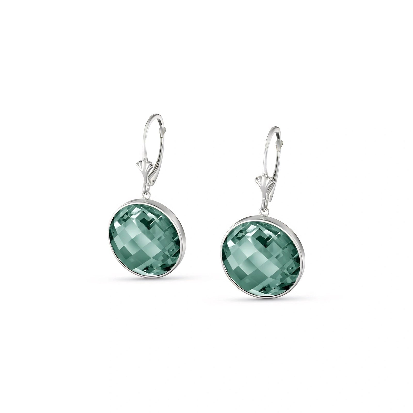 White Gold Earrings Emerald 10K — Elisa