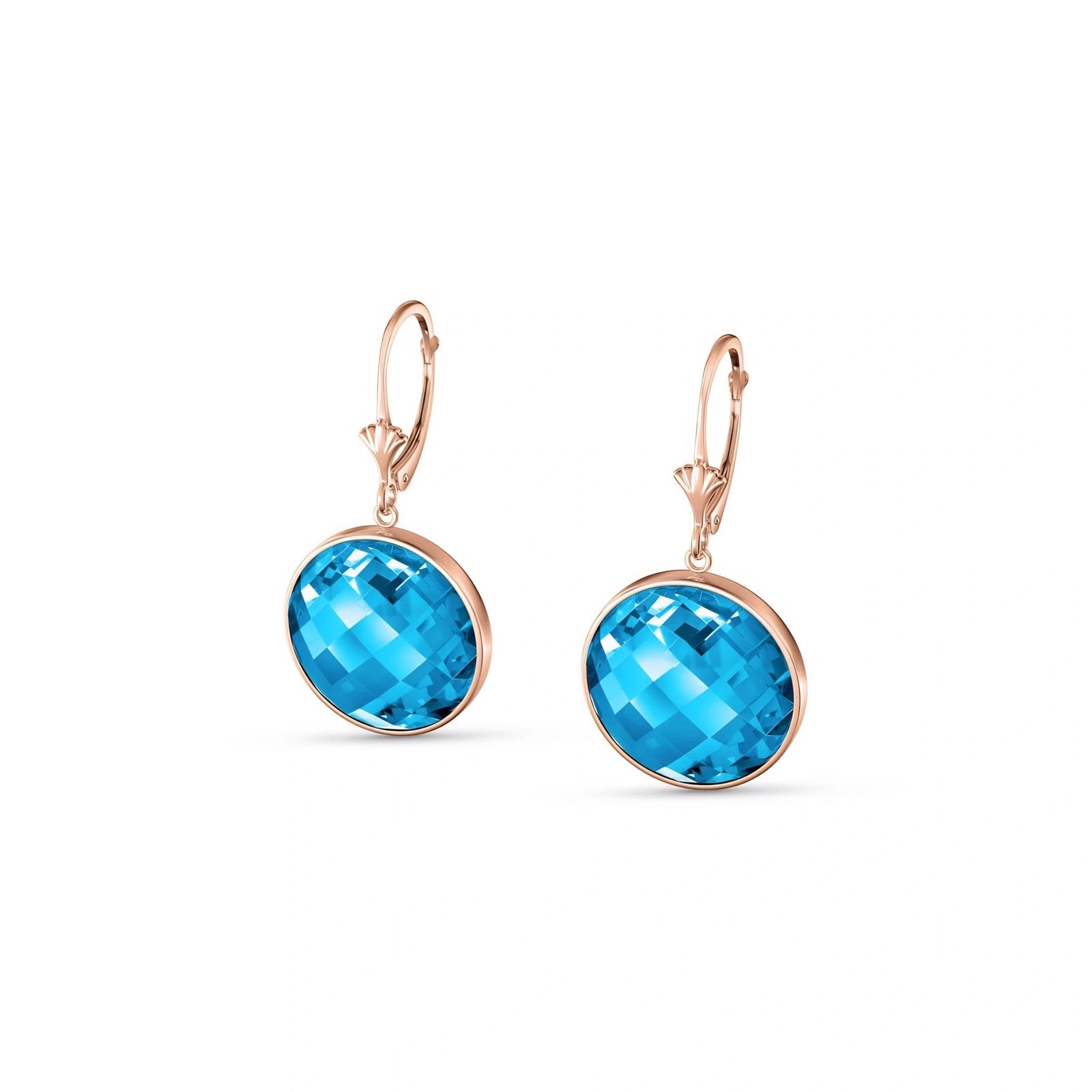 Rose Gold Earrings Blue Topaz 10K — Elisa