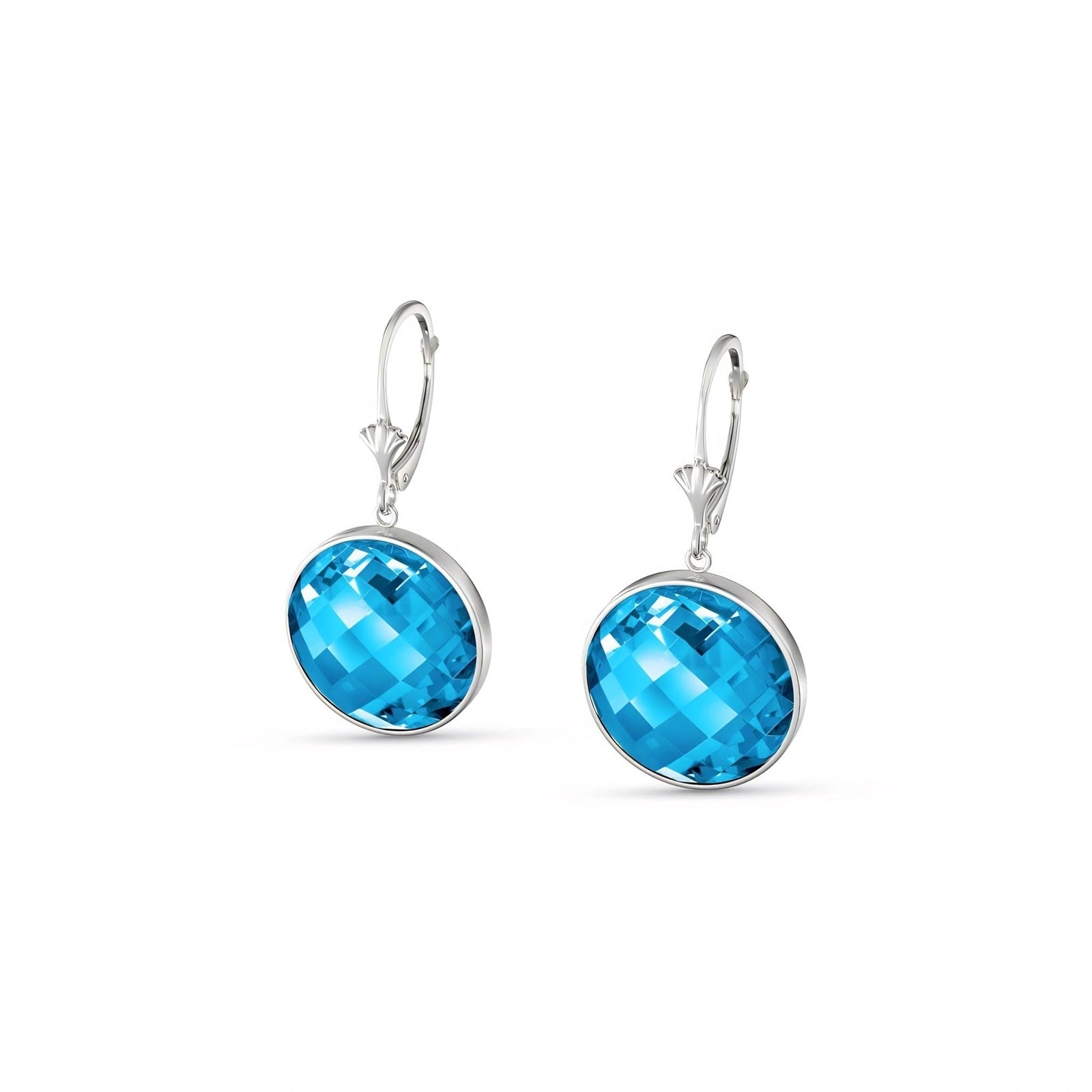 White Gold Earrings Blue Topaz 10K — Elisa