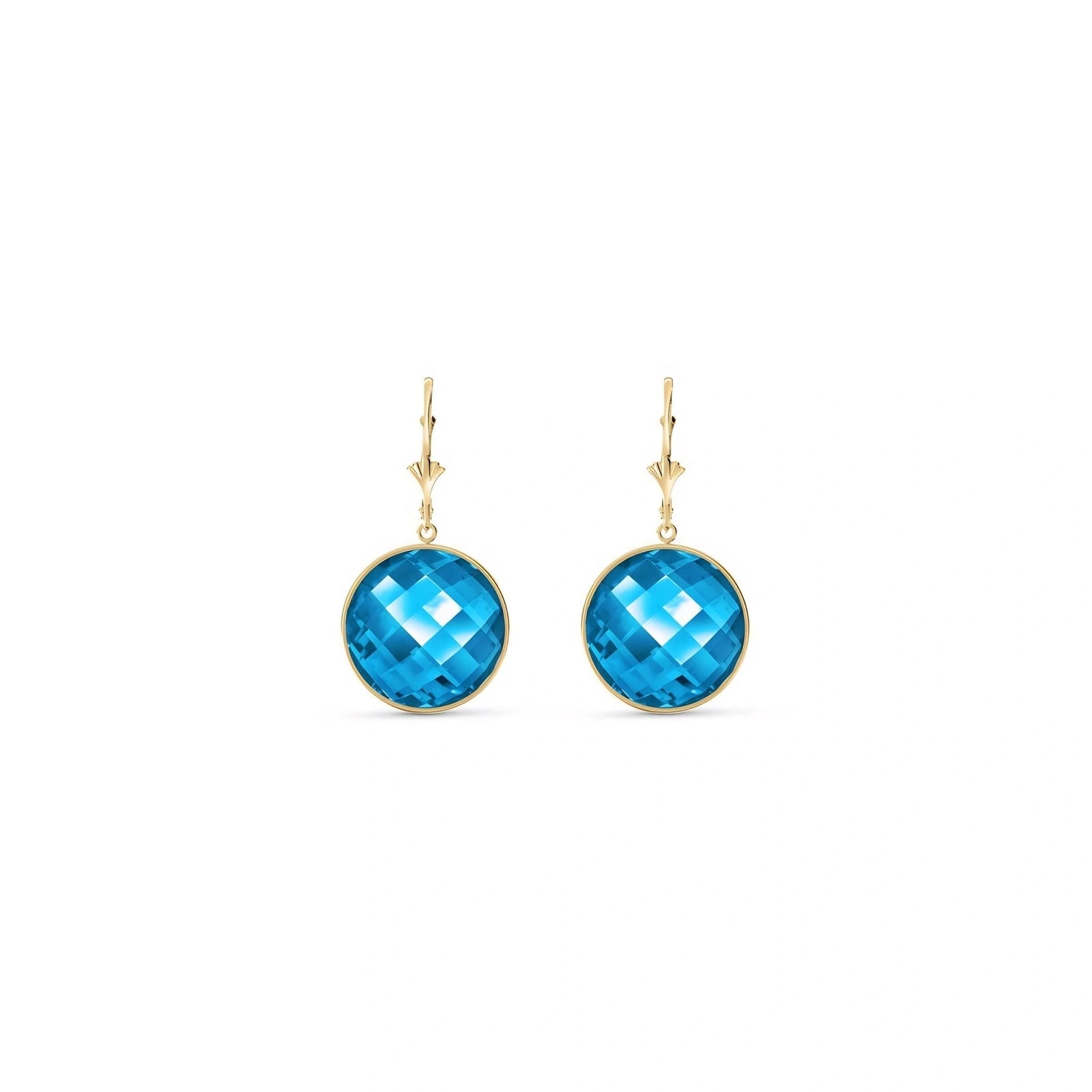 Yellow Gold Earrings Blue Topaz 10K — Elisa