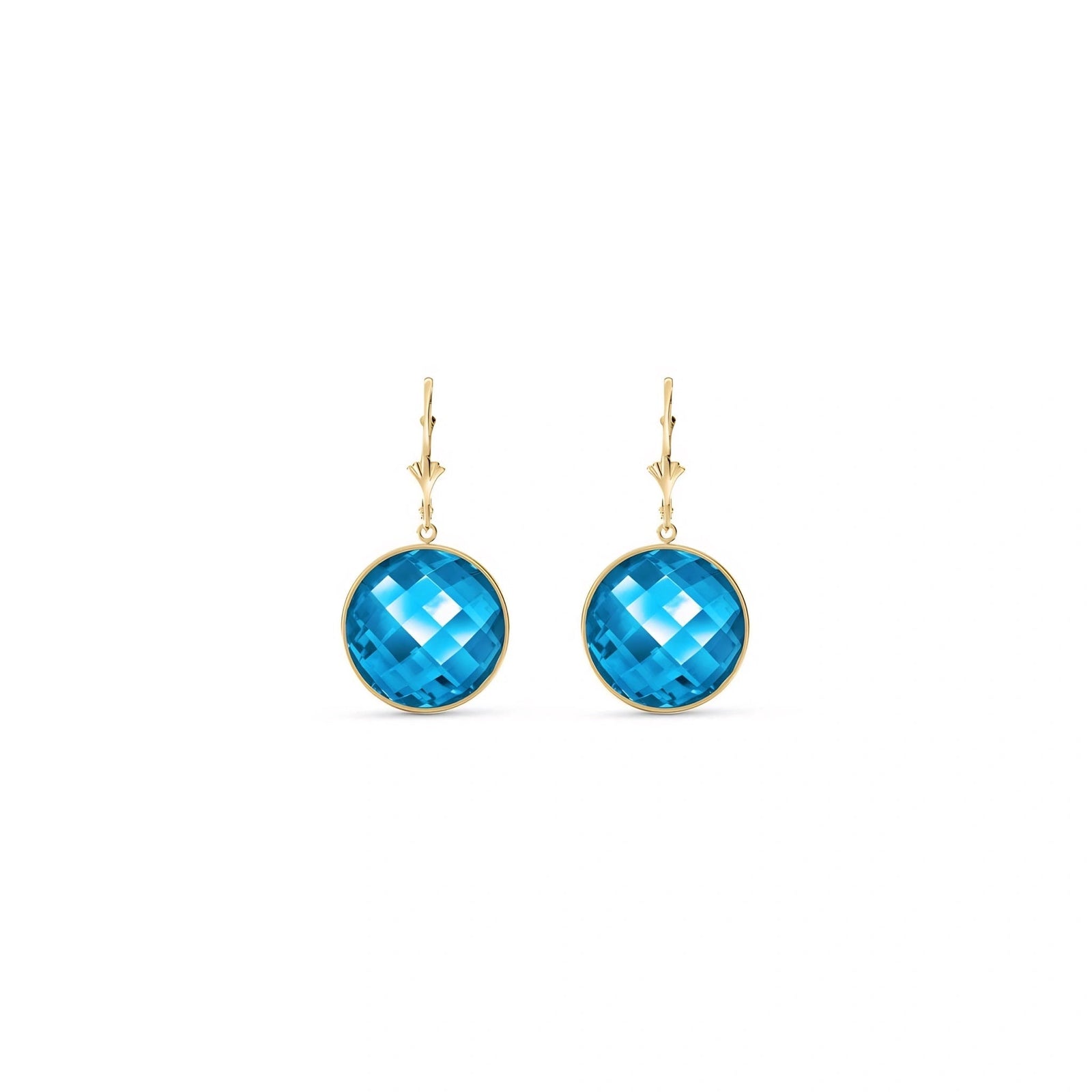 Yellow Gold Earrings Blue Topaz 10K — Elisa