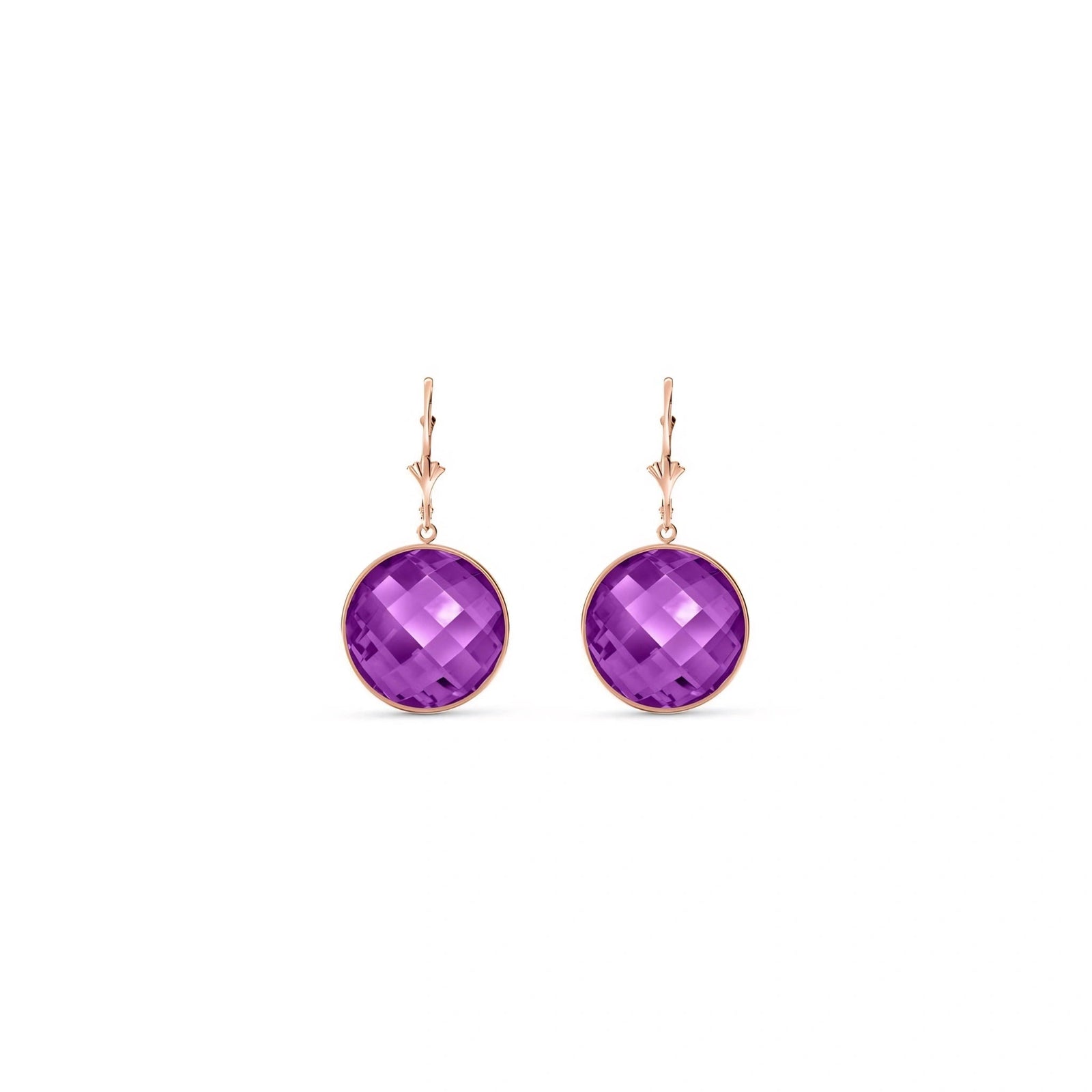 Rose Gold Earrings Amethyst 10K — Elisa