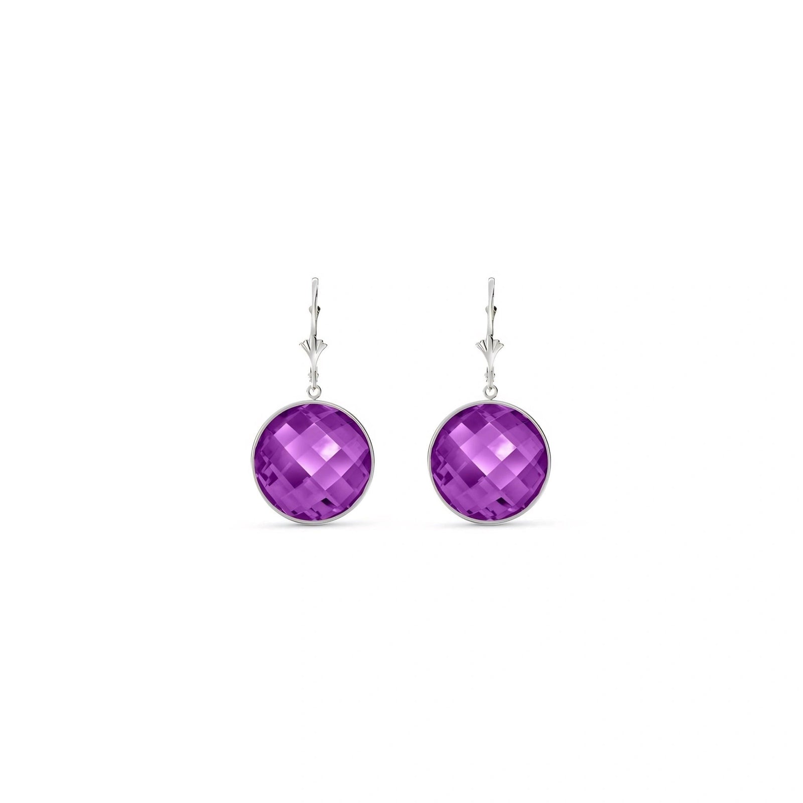 White Gold Earrings Amethyst 10K — Elisa