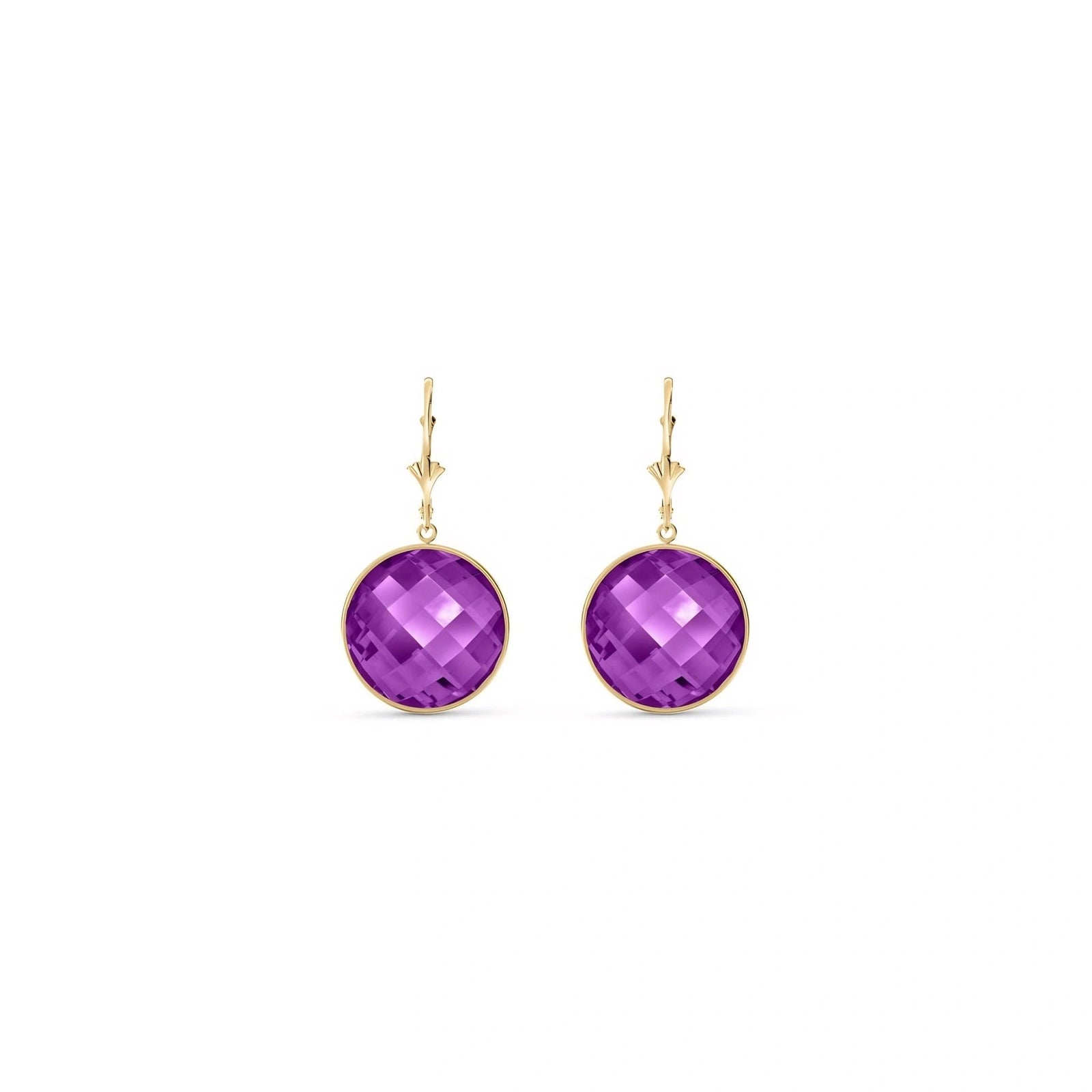 Yellow Gold Earrings Amethyst 10K — Elisa