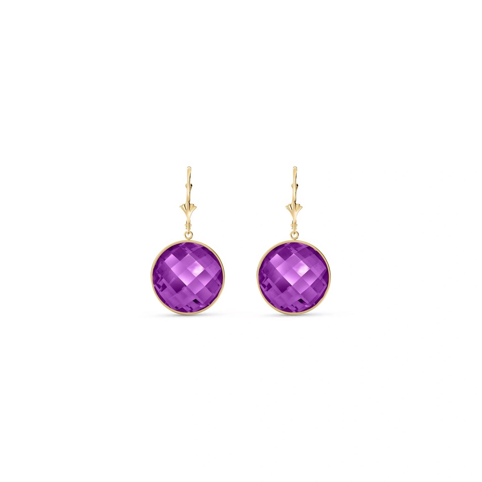 Yellow Gold Earrings Amethyst 10K — Elisa