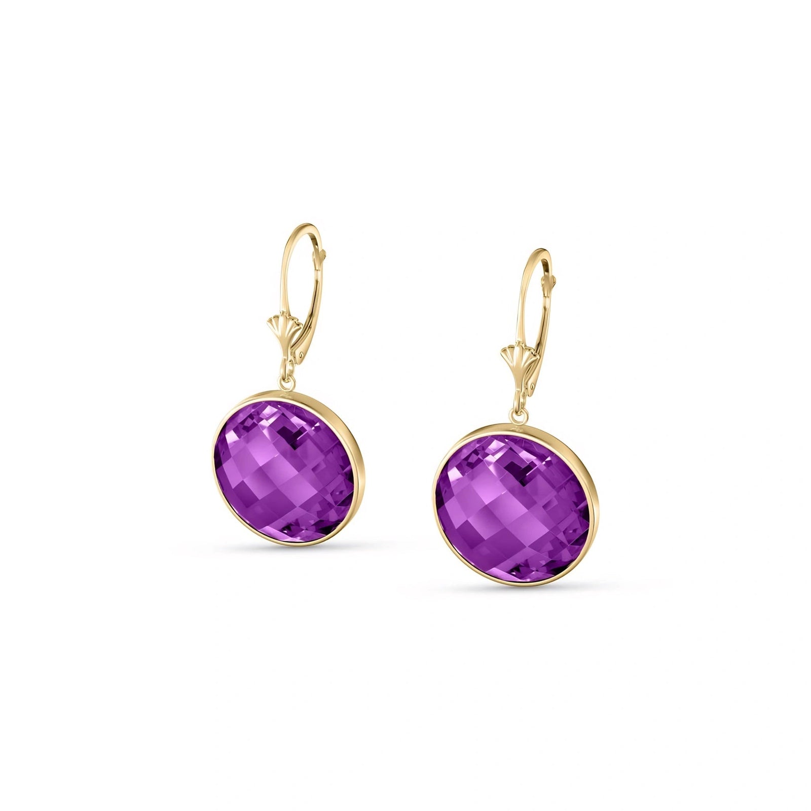 Yellow Gold Earrings Amethyst 10K — Elisa