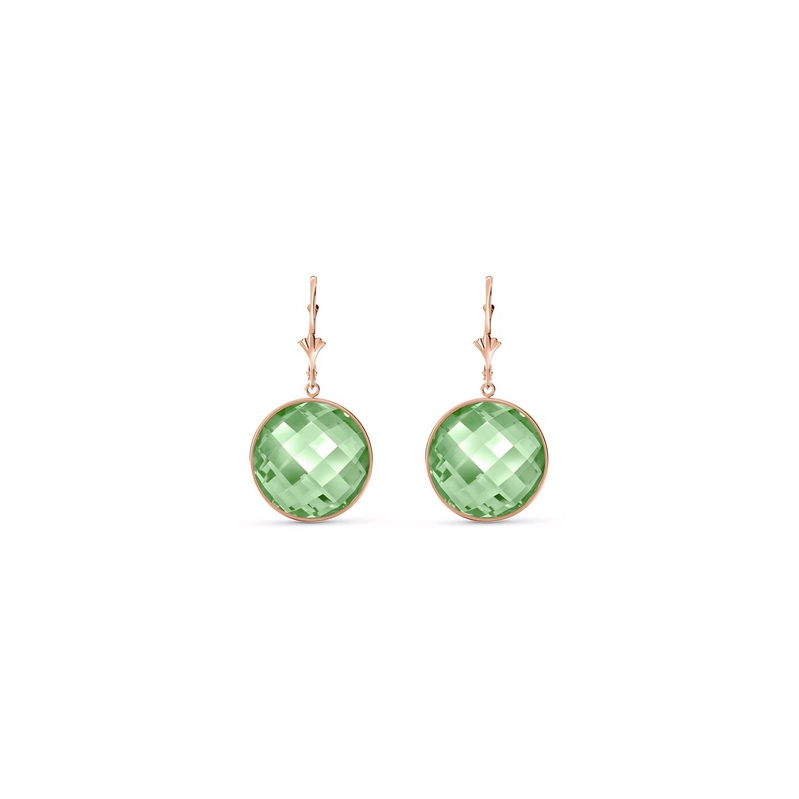 Rose Gold Earrings Green Amethyst 10K — Elisa