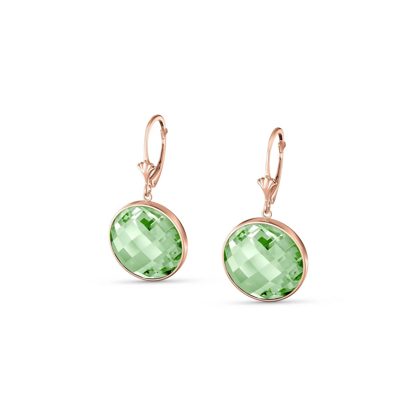 Rose Gold Earrings Green Amethyst 10K — Elisa