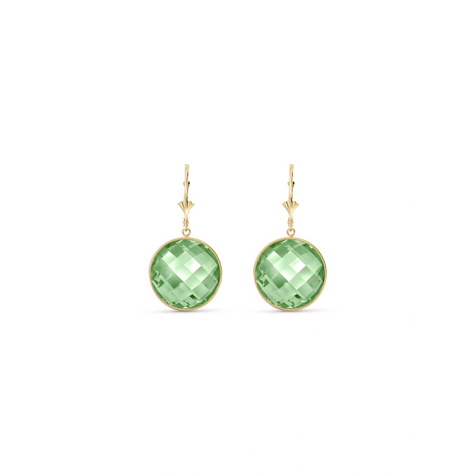 Yellow Gold Earrings Green Amethyst 10K — Elisa