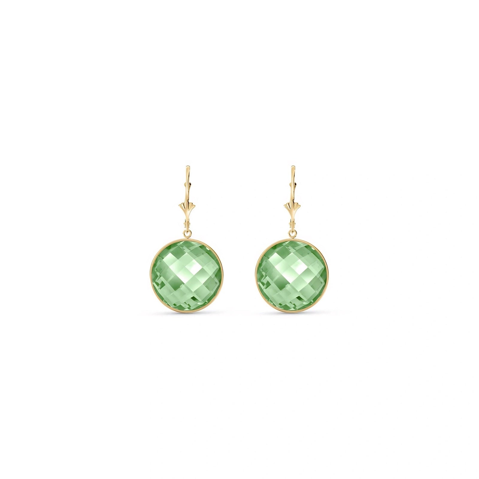 Yellow Gold Earrings Green Amethyst 10K — Elisa
