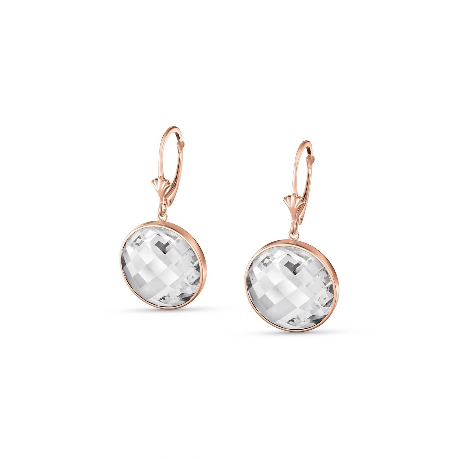 Rose Gold Earrings White Topaz 10K — Elisa