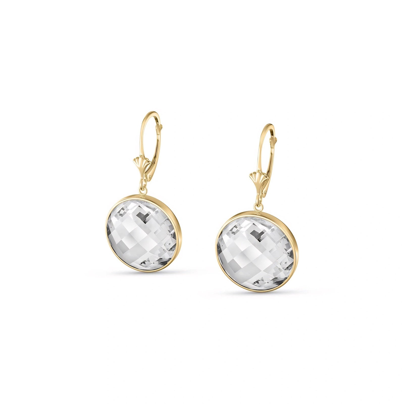Yellow Gold Earrings White Topaz 10K — Elisa