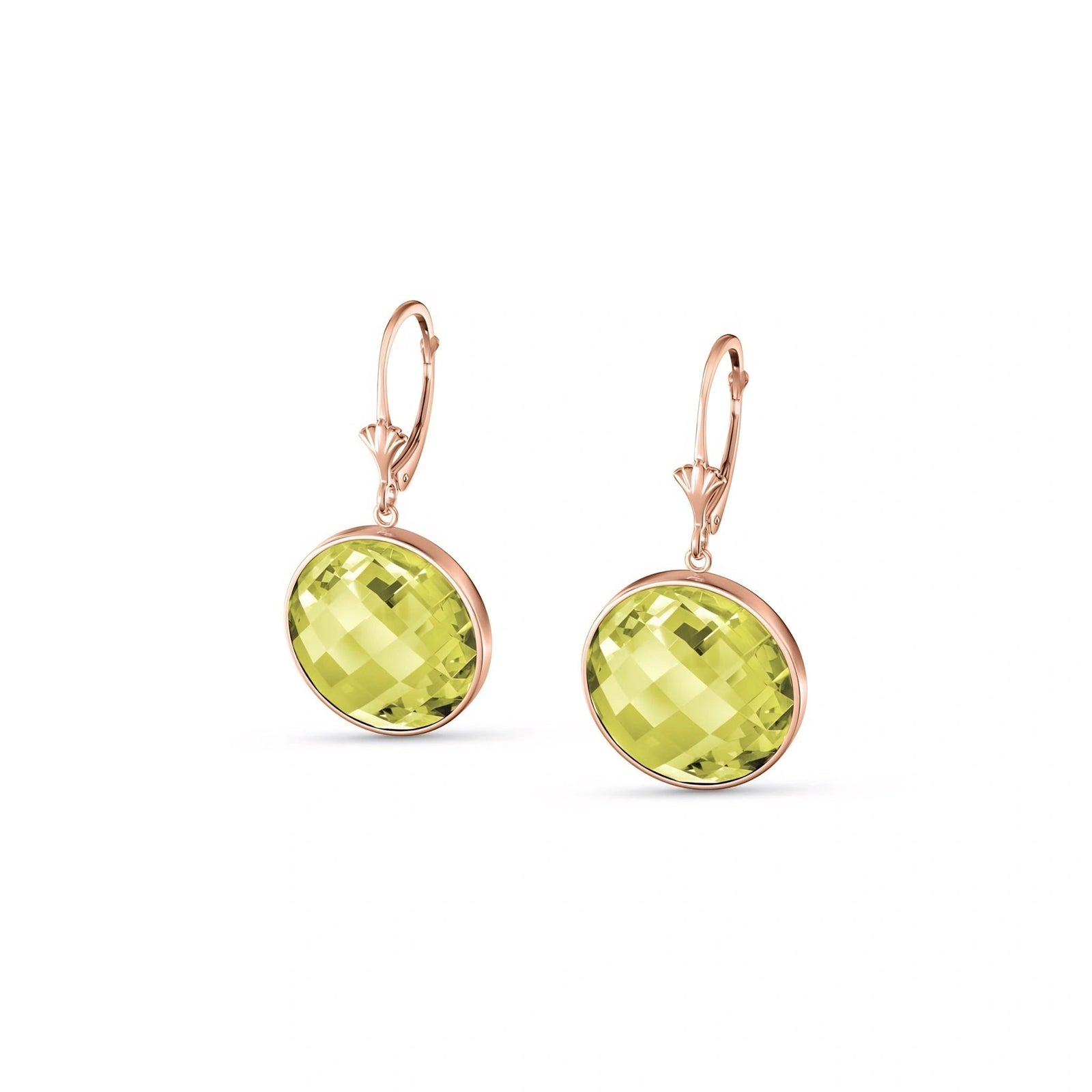Rose Gold Earrings Lemon Quartz 10K — Elisa