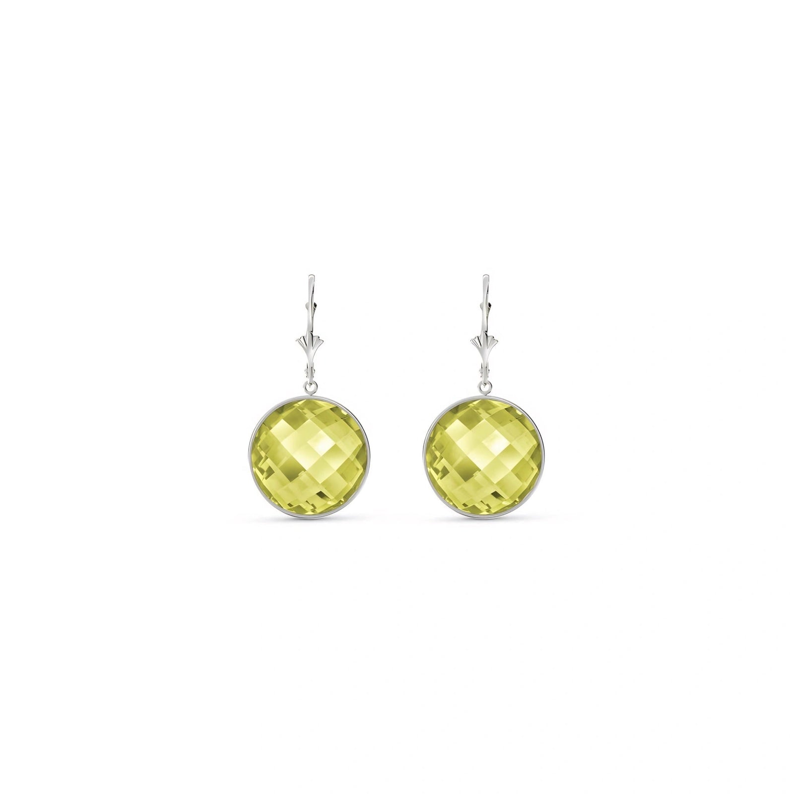 White Gold Earrings Lemon Quartz 10K — Elisa