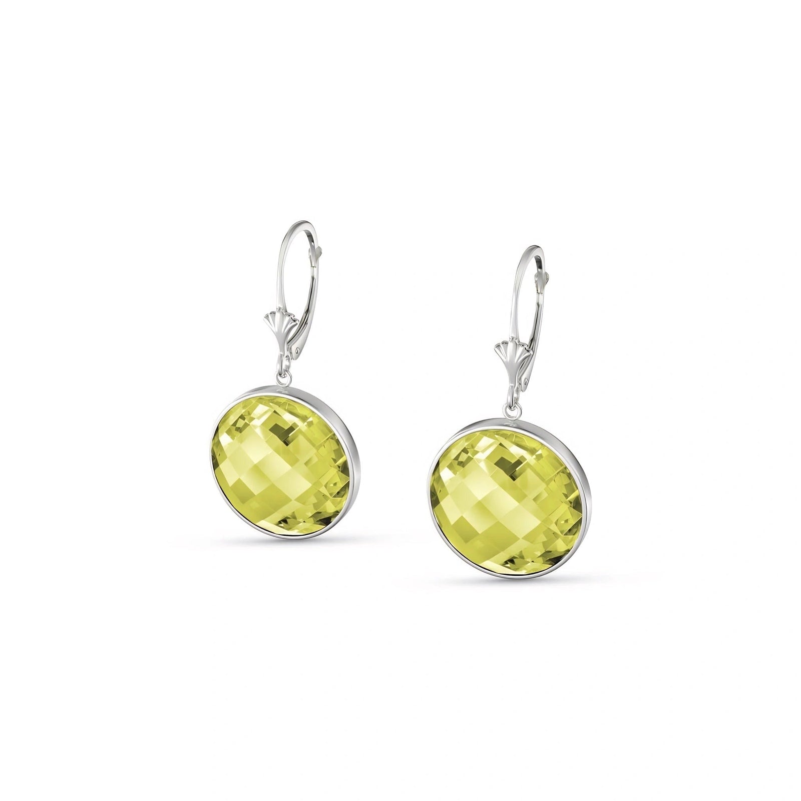 White Gold Earrings Lemon Quartz 10K — Elisa