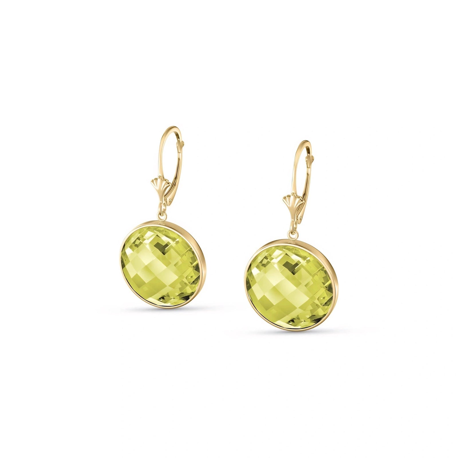 Yellow Gold Earrings Lemon Quartz 10K — Elisa