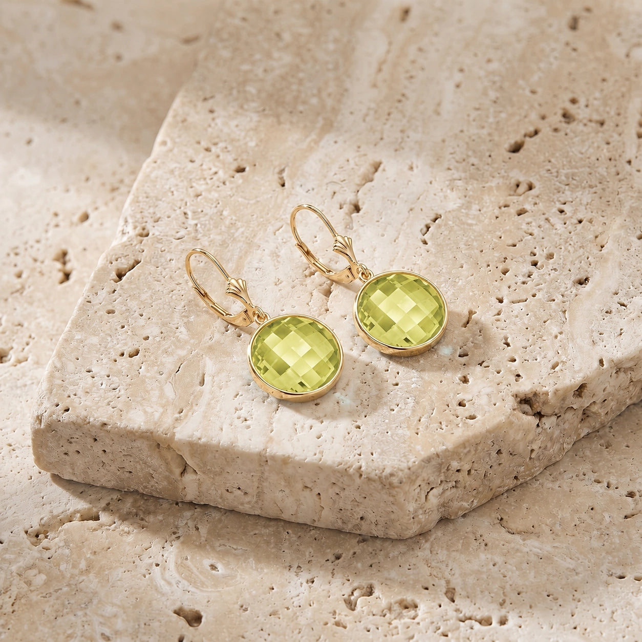 Yellow Gold Earrings Lemon Quartz 10K — Elisa