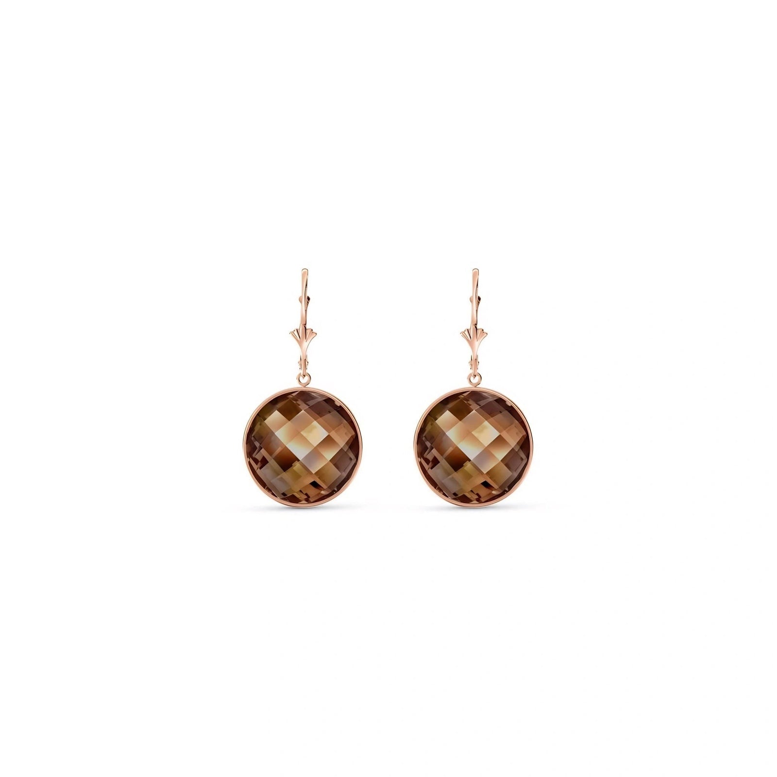 Rose Gold Earrings Smoky Quartz 10K — Elisa