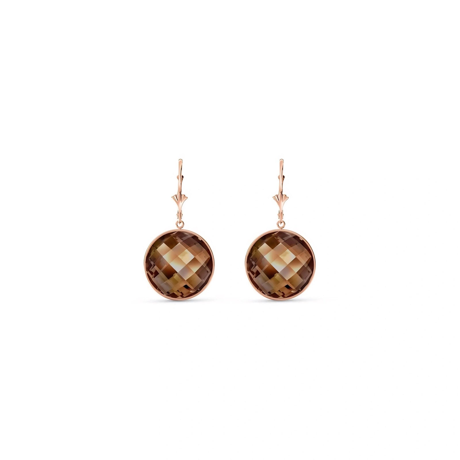 Rose Gold Earrings Smoky Quartz 10K — Elisa