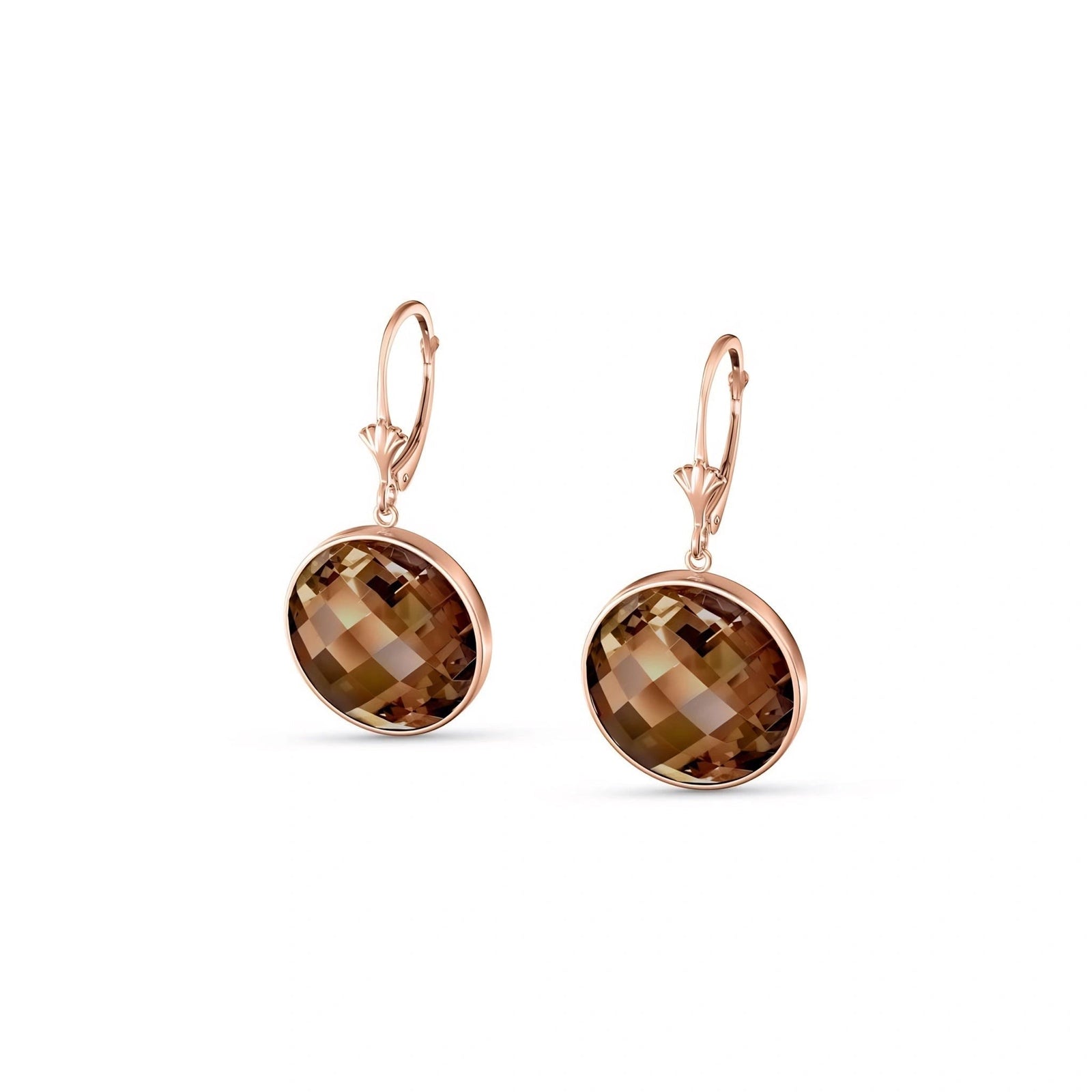 Rose Gold Earrings Smoky Quartz 10K — Elisa