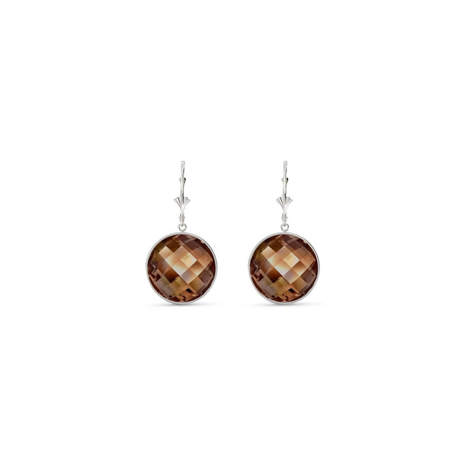 White Gold Earrings Smoky Quartz 10K — Elisa