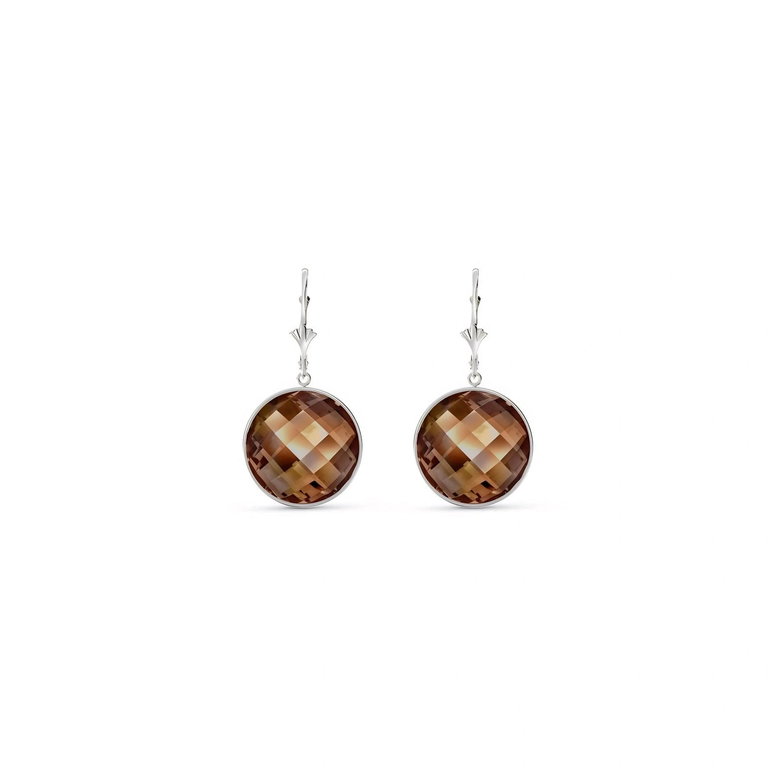 White Gold Earrings Smoky Quartz 10K — Elisa