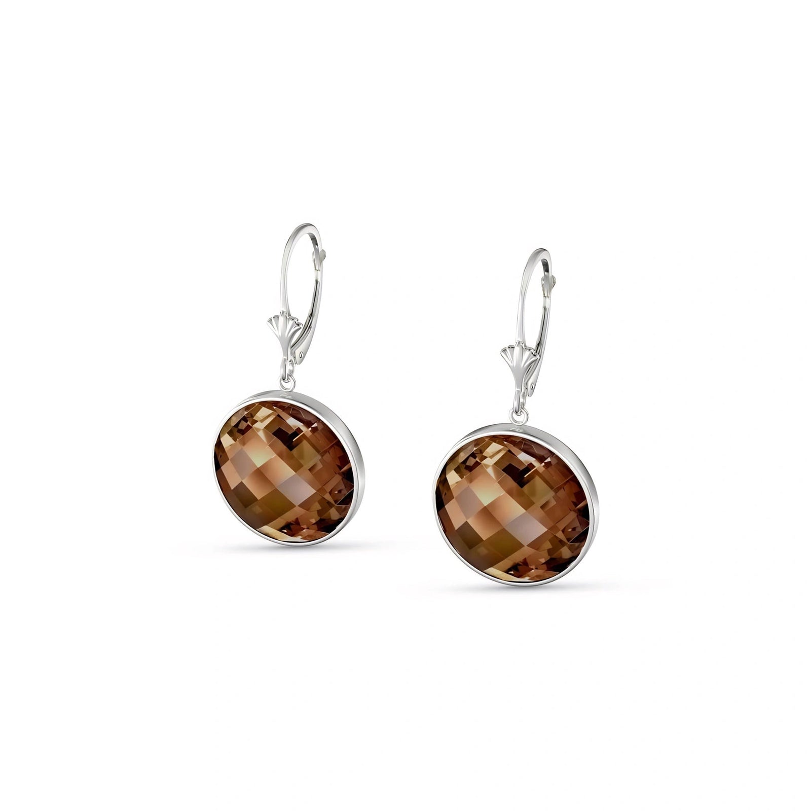 White Gold Earrings Smoky Quartz 10K — Elisa