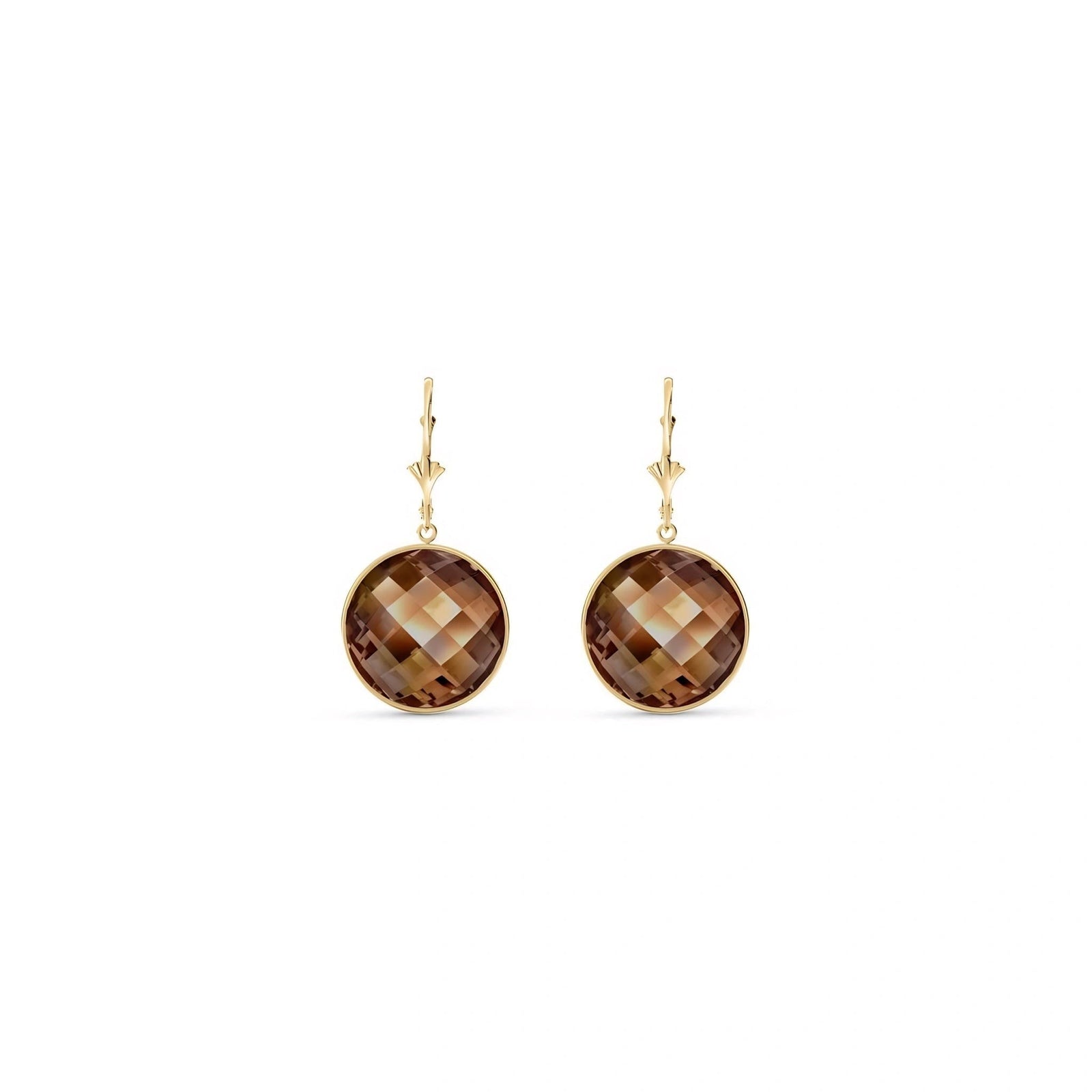 Yellow Gold Earrings Smoky Quartz 10K — Elisa