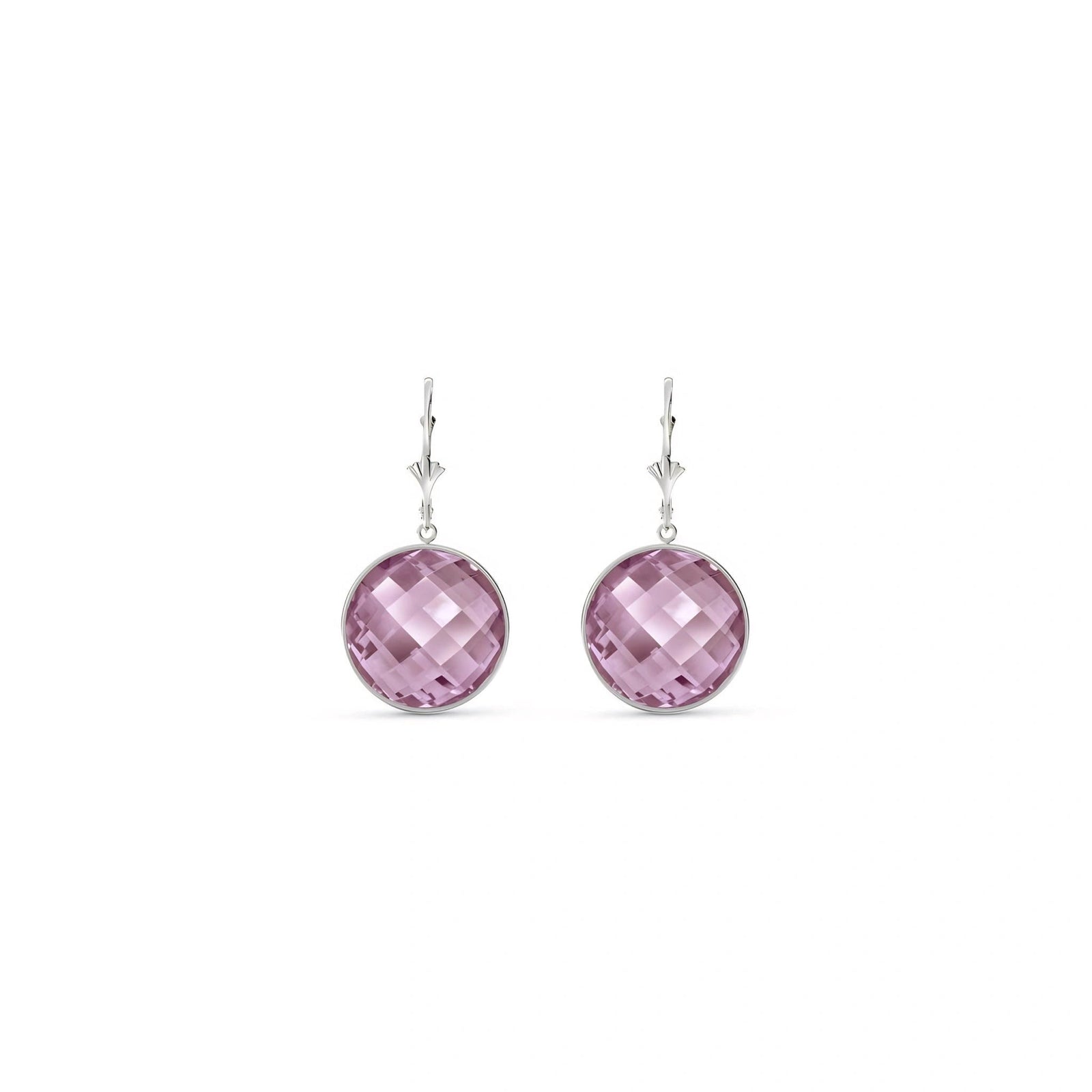 White Gold Earrings Rose Quartz 10K — Elisa