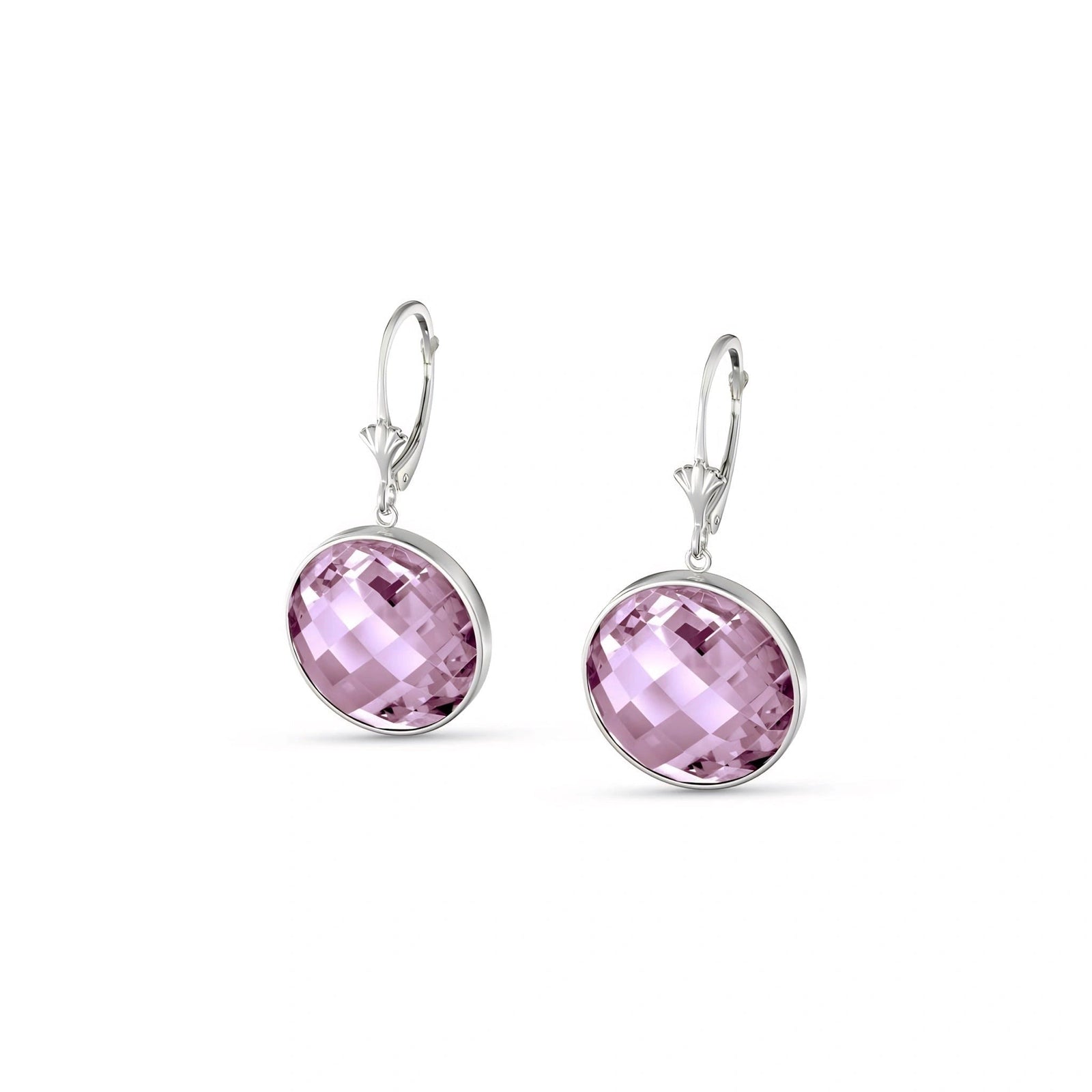 White Gold Earrings Rose Quartz 10K — Elisa