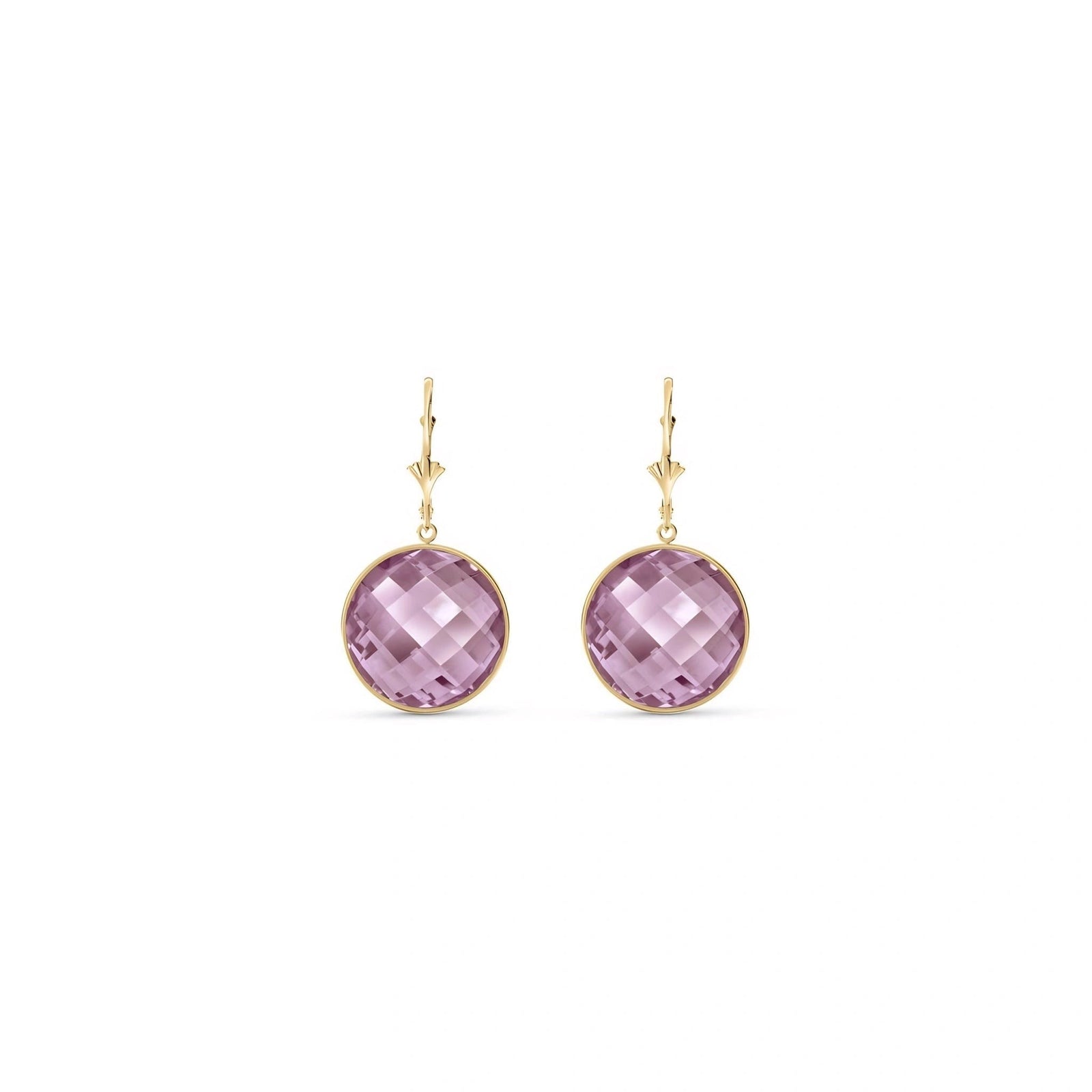 Yellow Gold Earrings Rose Quartz 10K — Elisa