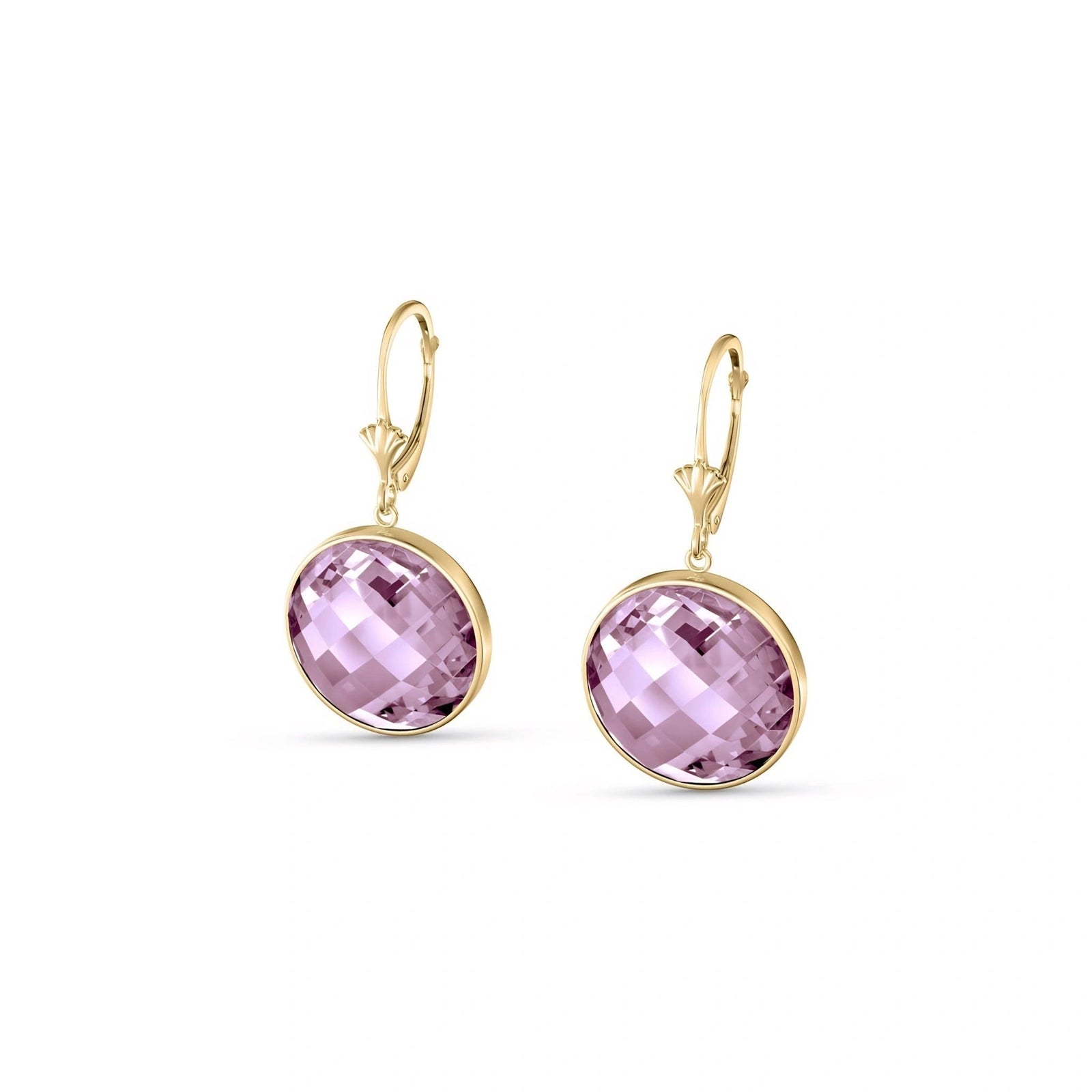 Yellow Gold Earrings Rose Quartz 10K — Elisa
