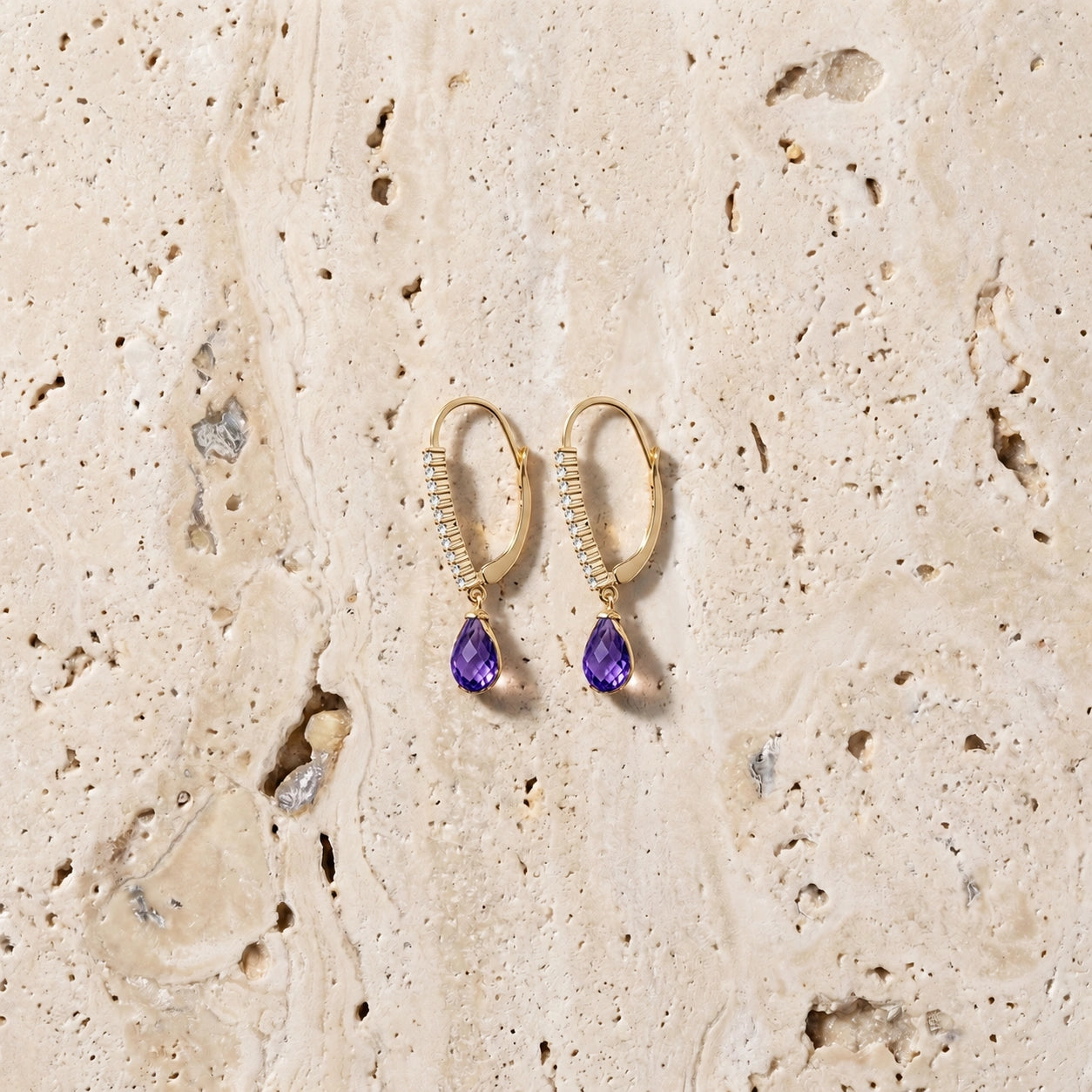 Yellow Gold Amethyst & Diamond — Mariacrocifissa