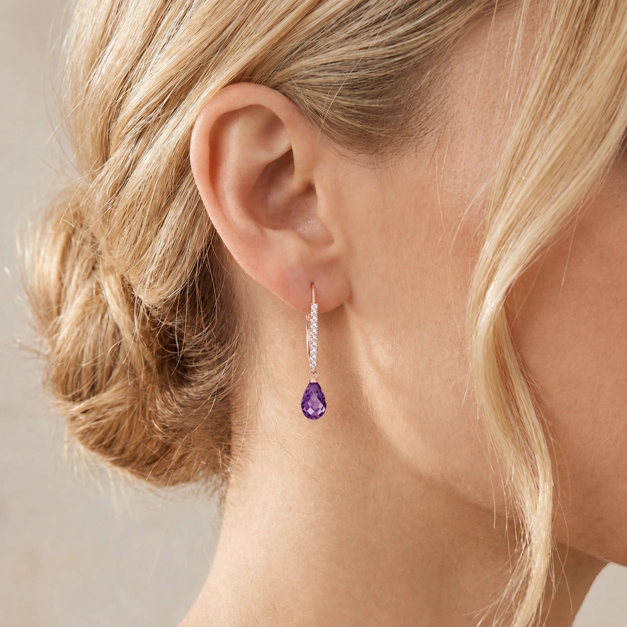 Rose Gold Heritage Earrings Amethyst 10K — Angela