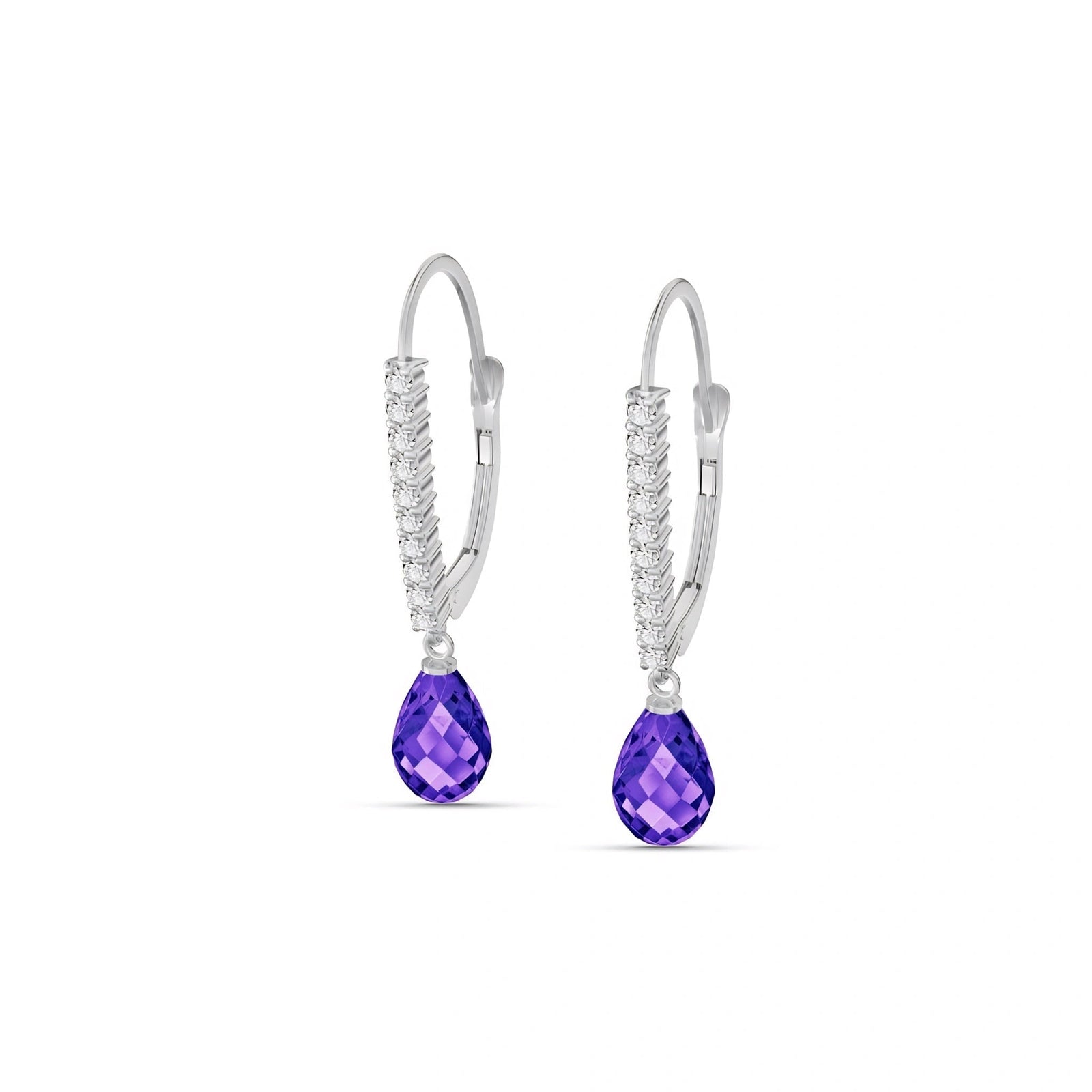 White Gold Heritage Earrings Amethyst 10K — Angela