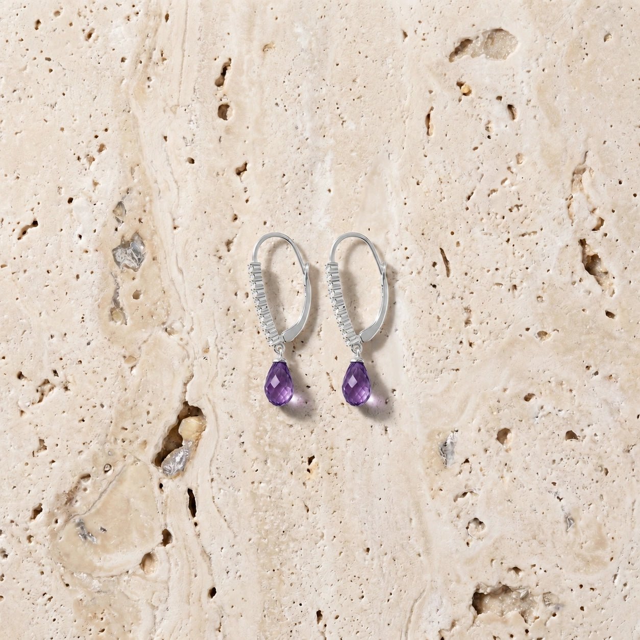 White Gold Heritage Earrings Amethyst 10K — Angela