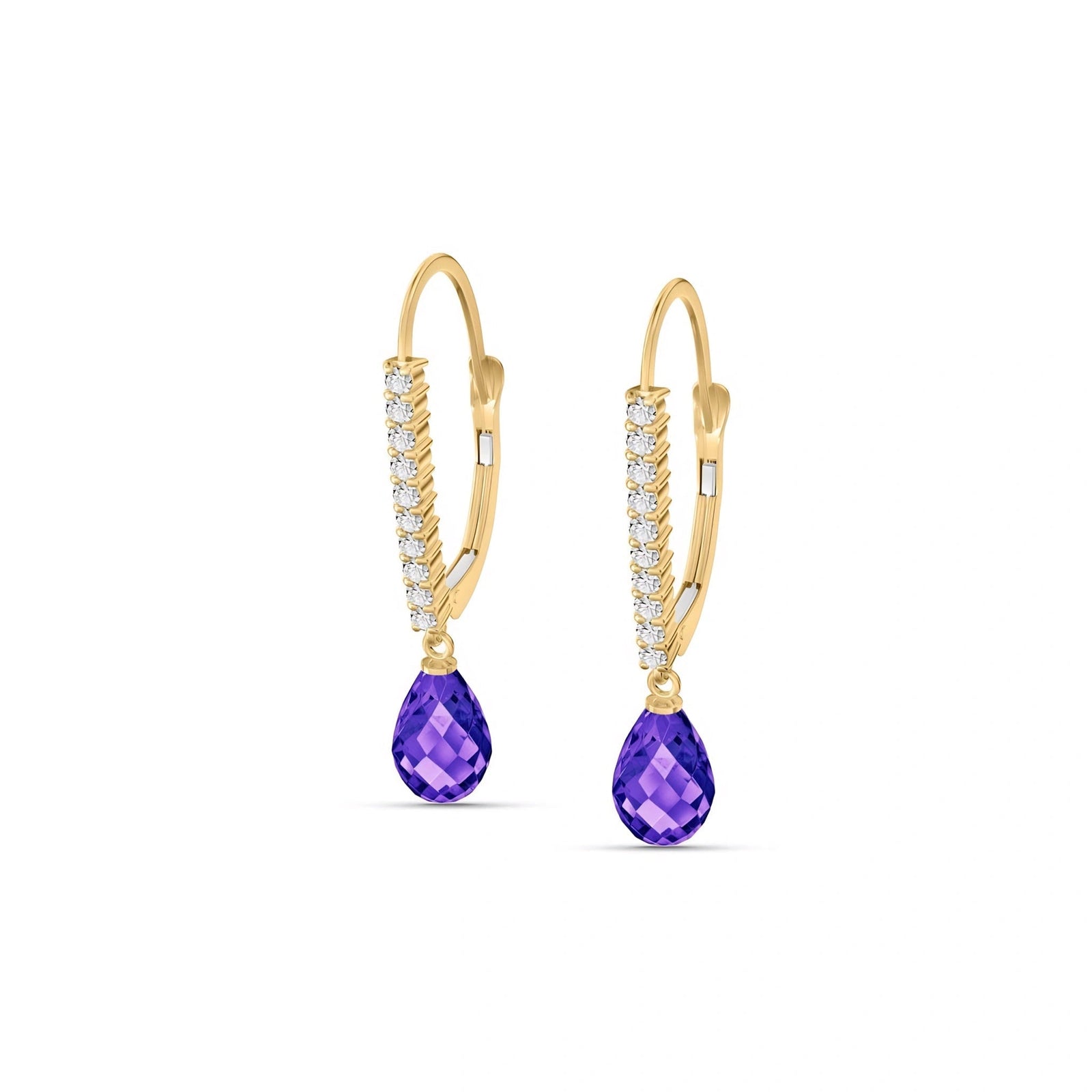 Yellow Gold Heritage Earrings Amethyst 10K — Angela