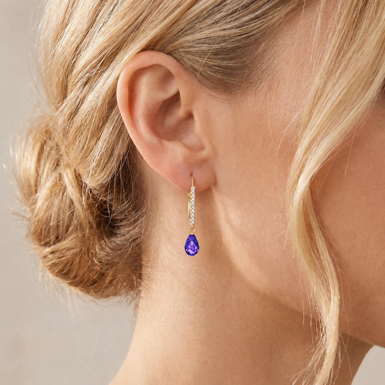 Yellow Gold Heritage Earrings Amethyst 10K — Angela