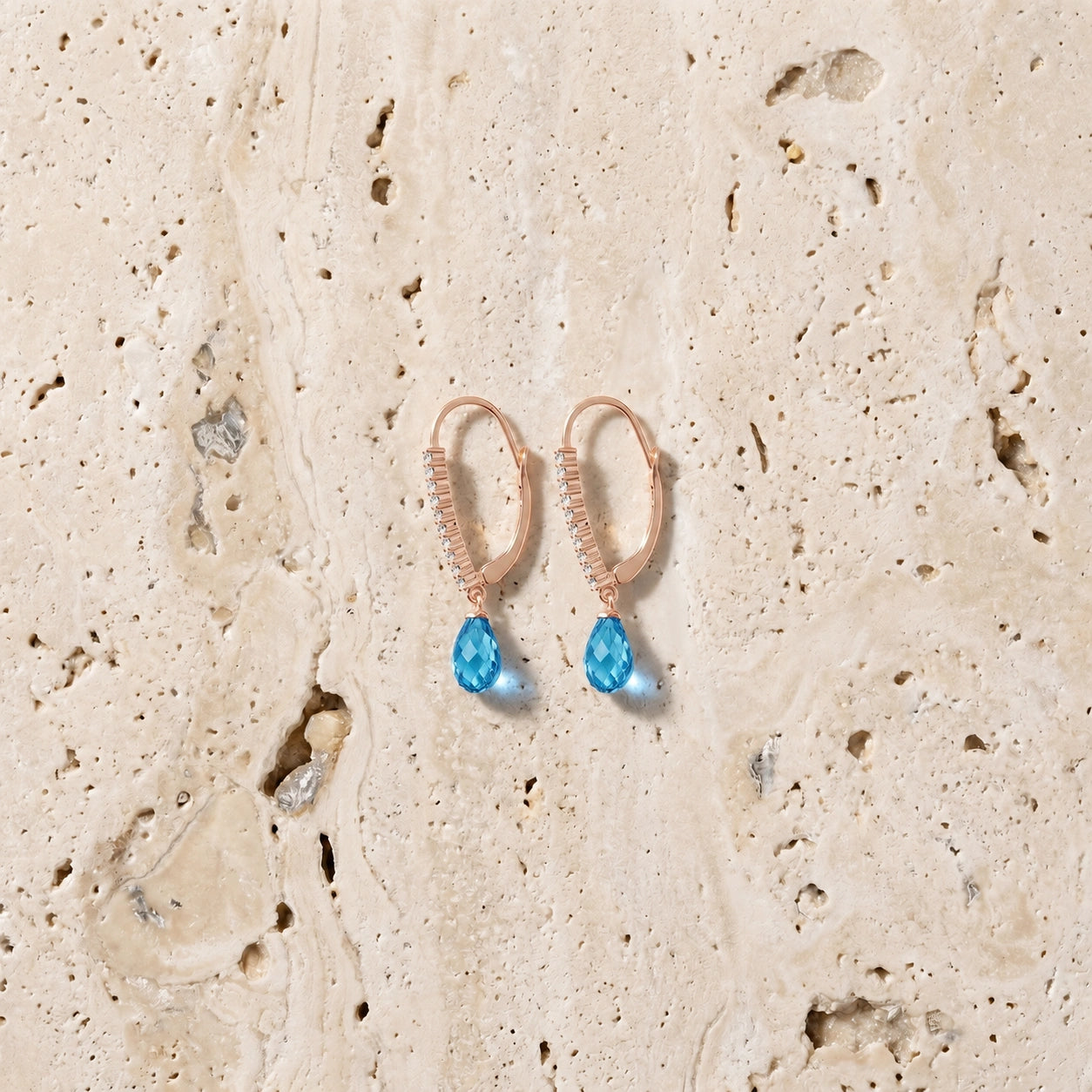 Rose Gold Blue Topaz & Diamond — Mariacrocifissa