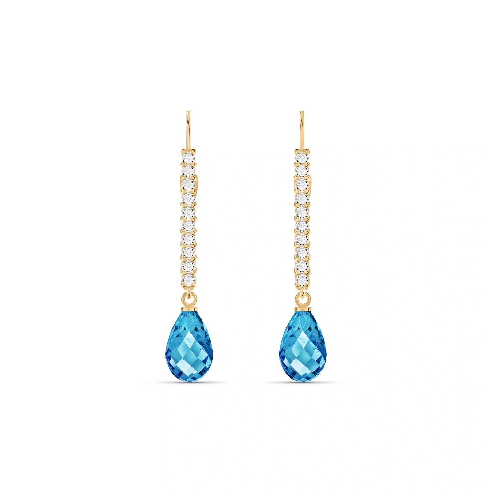 Yellow Gold Blue Topaz & Diamond — Mariacrocifissa