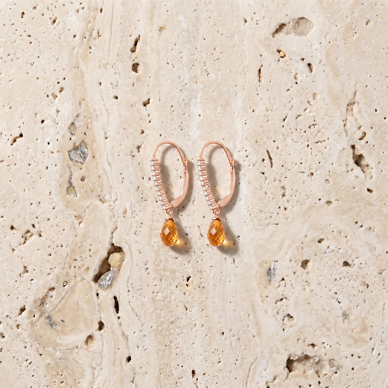 Rose Gold Heritage Earrings Citrine 10K — Angela