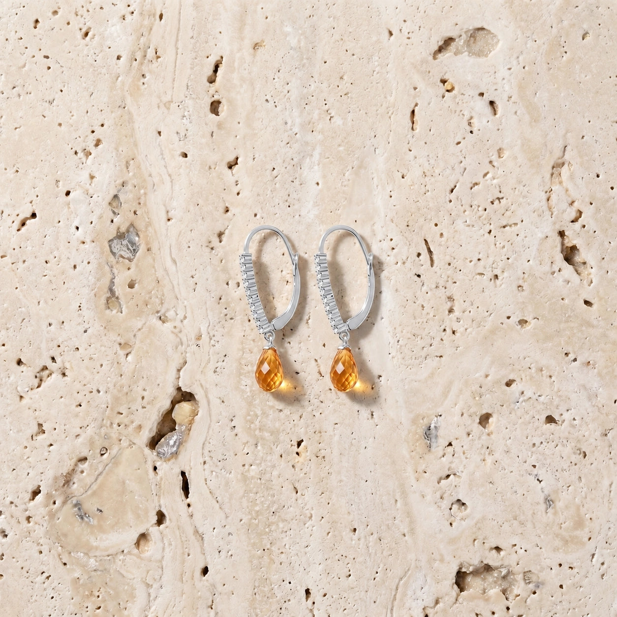 White Gold Heritage Earrings Citrine 10K — Angela